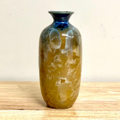 Crystalline Vase 7" In. Gold / Blue