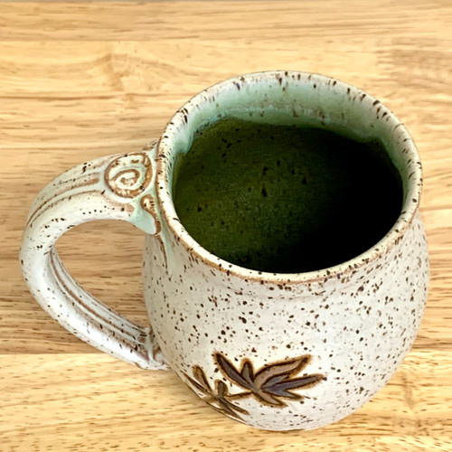 Cream And Lavender Hand Painted Ceramic Mug