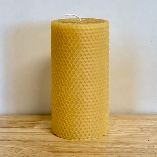 3x4" Beeswax Honeycomb Pillar Candle  - Gold