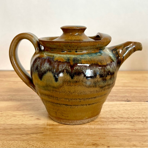  Handcrafted Stoneware Teapot Brown/Green/Blue Glaze - 16 oz