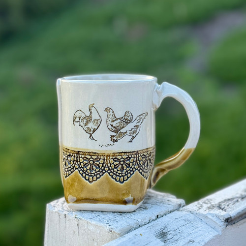  Handmade Pottery Chicken Mug.  Adorable!