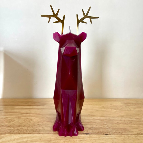 Pyropet Reindeer Skeleton Candle - Burgundy