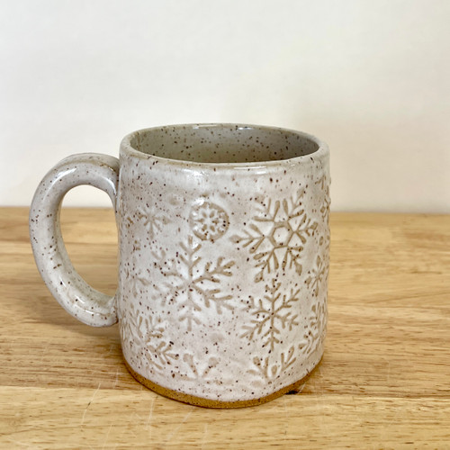 2 Handmade Ceramic White Mugs, 10 Oz Pottery Coffee Mugs With Tree Print,  Gift for Mom 