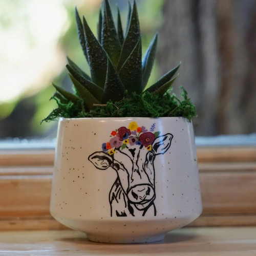 Handmade Ceramic Cow Crown Delight Pot