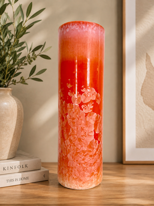  Handmade High Fire Porcelain Cylinder Vase with Crystalline Glazing