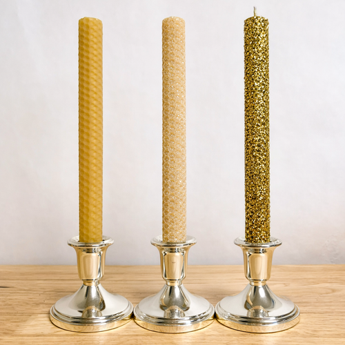  Handmade Beeswax Honeycomb Taper Candle Gold