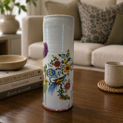 Handmade Earthenware Zinnia Vase – Artisan Pottery-  One of a Kind!