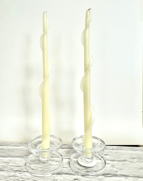  Handmade 100% Beeswax 15" Single Flair Tapers-Ivory set of two