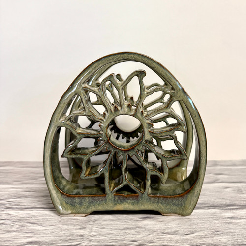 Handmade Stoneware Pottery Napkin Holder in Jade