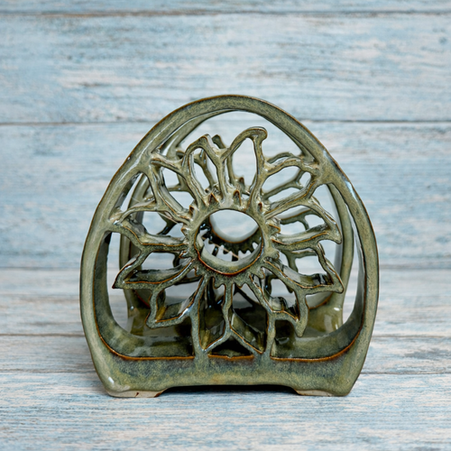 Handmade Stoneware Pottery Napkin Holder in Jade