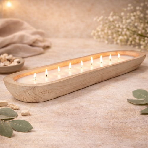  Handmade Oblong Paulownia Wood Candle 
