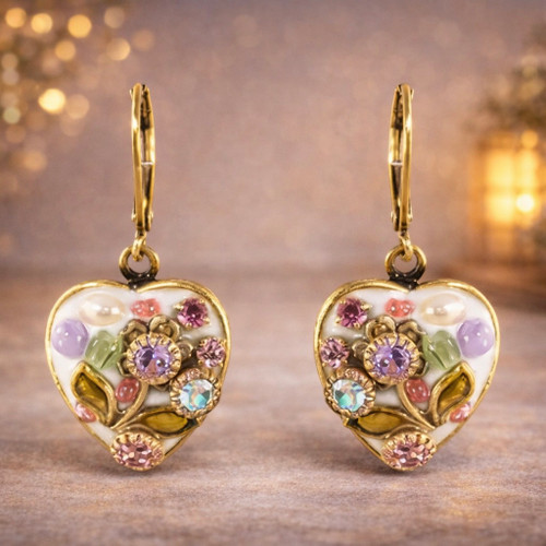 Handmade Pearl Blossom Heart Earrings