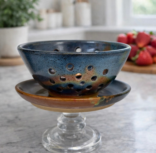 Handmade Pottery Desert Blue  Berry Bowl-Wonderful!