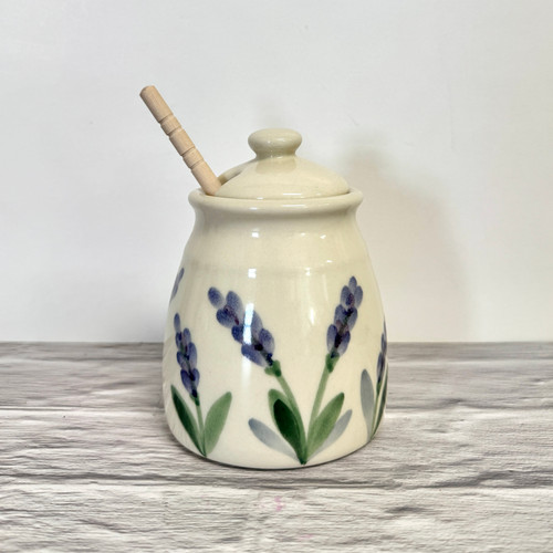   Handmade Pottery  Lavender Flower Honey Pot