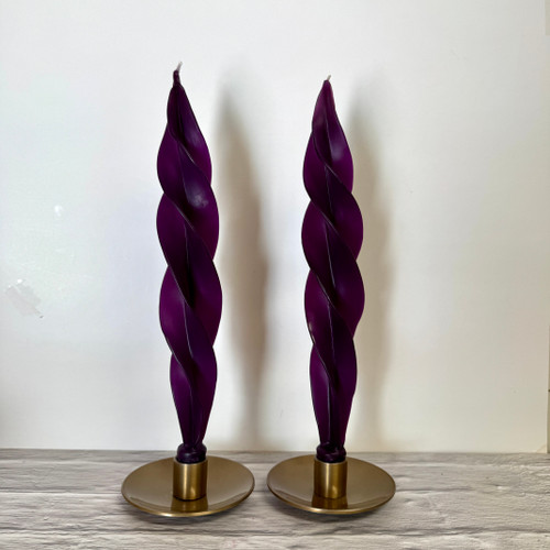  Handcrafted Wine Flame Beeswax Taper Candles — Sold in Pairs