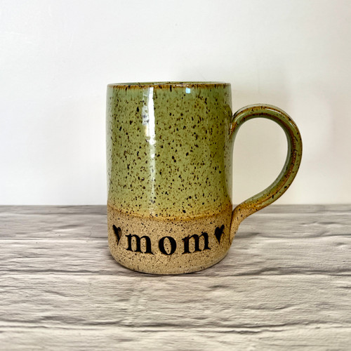  Handmade Pottery  Mug  Bamboo Green "Mom" Mug