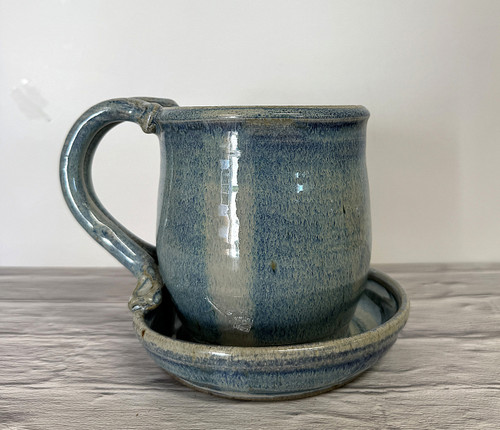 Handmade Stoneware Cooker Microwave Bacon Mug - French Blue