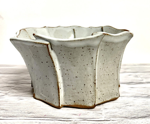 Handmade Pottery  Bowl  6" Round Ivory Finish