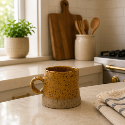 Handmade Stoneware Coastal Mug - Mustard