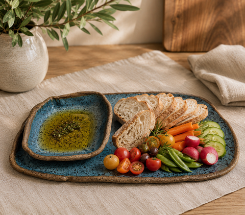Handmade Stoneware Bread & Oil Dipper - Jade