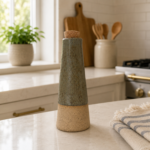 Handmade Stoneware Oil Bottle - Agate