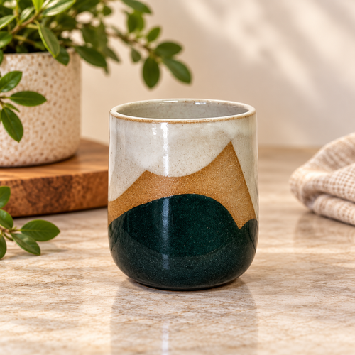  Handmade Stoneware Horizon Cup Teal
