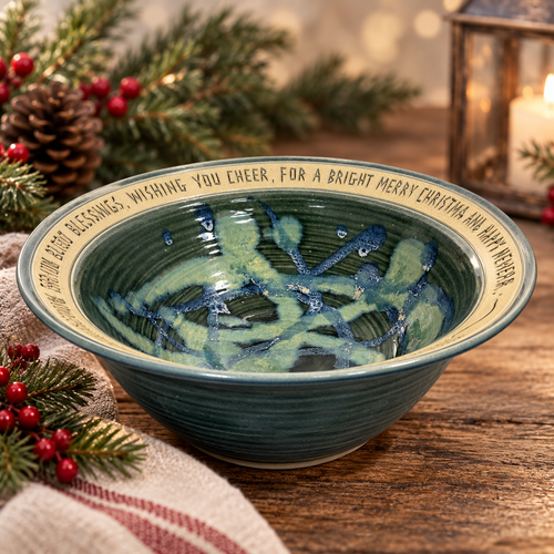 Handmade Ceramic Christmas Serving Bowl – Caribbean Glaze