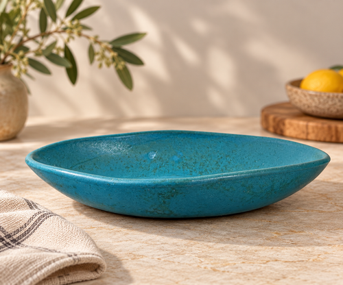 Handmade Ceramic Serving Bowl – Turquoise Glaze