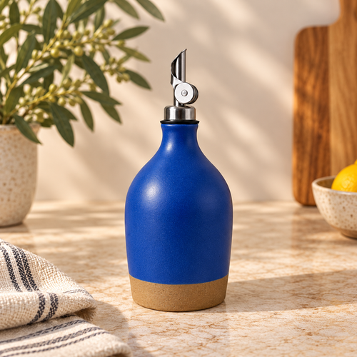 Handmade Ceramic Olive Oil Bottle – Lazurite Glaze