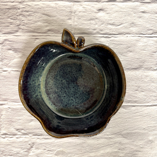 Handmade Stoneware Apple Crisp Baker 6" Peacock Blue Glaze