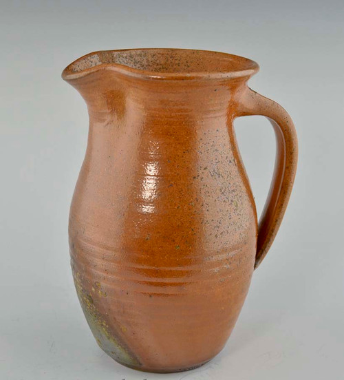 Wood-Fired Glazed Pitcher 7.25" in Terracotta Color
