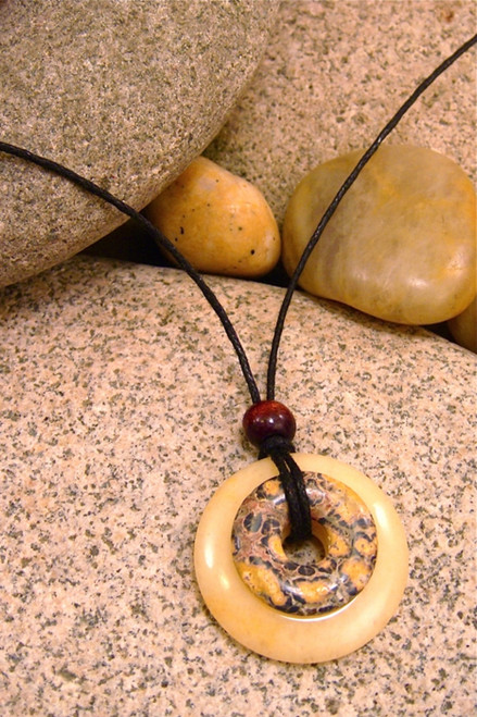 Destiny Duo Stone Pendant Stone Jewelry - Butterscotch Jasper and Leopardskin Jasper