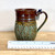 Carved Leaf 4.5" Mug in Plum and Green Carved Leaf 10 oz