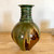 Unique Green Crystalline Glaze Vase with Brown Panels 10"