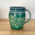 Carved Leaf Round Mug in Shadow Blue and Green 14 oz