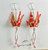 Red Silver Origami Crane Earrings with Swarovski Rose Crystals