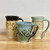 Black and Straw Yellow Hand Carved Mug 16 oz.