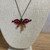 Dragonfly Necklace  Cranberry 17"