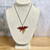 Dragonfly Necklace  Cranberry 17"