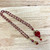 Handmade Glass Heart Necklace 30" Red. Beautiful!
