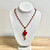  Glass Heart Necklace 30"  Deep Red