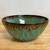  Handmade 8" Serving Bowl in Greenish Teal with Carved Divots