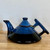  Art Deco Teapot with 4 Cups in Blue with Black, Handmade Pottery Colorado