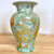  Handmade Crystalline Vase Gold with Sage Crystals 8.25"