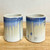 Handmade Crystalline Whiskey Cup Ivory White and Blue 3.5" 
