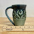 Handmade Deep Teal  Ombre Hand Carved Mug with Diamond Pattern