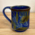  Handmade Pottery Espresso Cup with Botanical Flower Imagery in Blue 