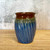 Handmade Pottery Fluted Mug Rust and Blue