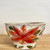  Hand Carved Bowl with Red and Orange Flowers One of a Kind!