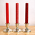 Handmade Beeswax Honeycomb Taper Candle Red